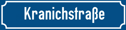 Straßenschild Kranichstraße zum kostenlosen Download