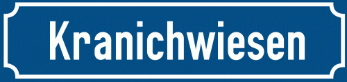 Straßenschild Kranichwiesen