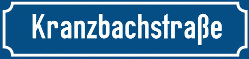 Straßenschild Kranzbachstraße zum kostenlosen Download