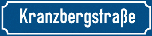 Straßenschild Kranzbergstraße zum kostenlosen Download