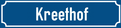 Straßenschild Kreethof zum kostenlosen Download