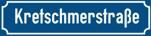 Straßenschild Kretschmerstraße zum kostenlosen Download