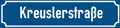 Straßenschild Kreuslerstraße zum kostenlosen Download