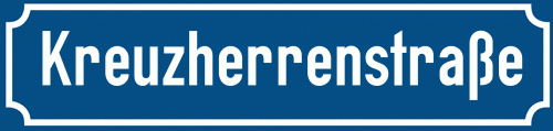 Straßenschild Kreuzherrenstraße zum kostenlosen Download