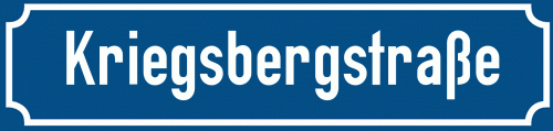 Straßenschild Kriegsbergstraße