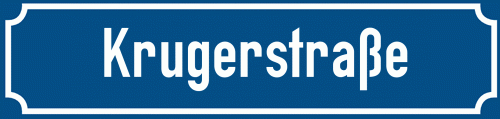 Straßenschild Krugerstraße zum kostenlosen Download