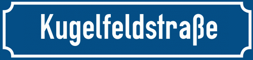 Straßenschild Kugelfeldstraße zum kostenlosen Download