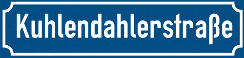 Straßenschild Kuhlendahlerstraße zum kostenlosen Download
