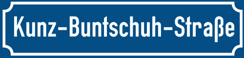 Straßenschild Kunz-Buntschuh-Straße zum kostenlosen Download