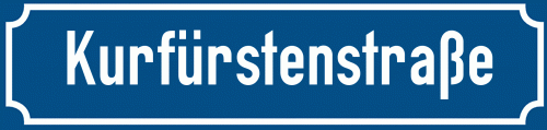 Straßenschild Kurfürstenstraße zum kostenlosen Download