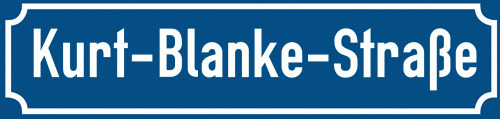 Straßenschild Kurt-Blanke-Straße zum kostenlosen Download