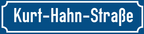 Straßenschild Kurt-Hahn-Straße