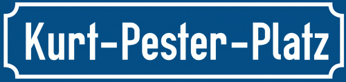 Straßenschild Kurt-Pester-Platz zum kostenlosen Download