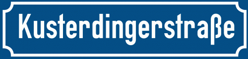 Straßenschild Kusterdingerstraße zum kostenlosen Download