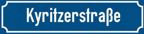 Straßenschild Kyritzerstraße zum kostenlosen Download