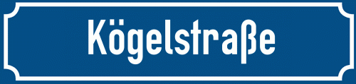 Straßenschild Kögelstraße zum kostenlosen Download