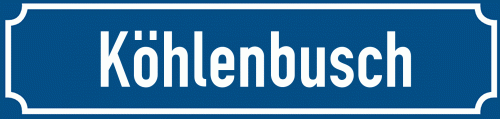 Straßenschild Köhlenbusch zum kostenlosen Download
