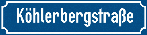 Straßenschild Köhlerbergstraße zum kostenlosen Download