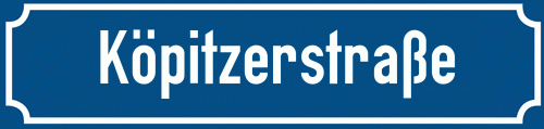 Straßenschild Köpitzerstraße zum kostenlosen Download