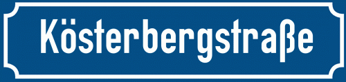 Straßenschild Kösterbergstraße
