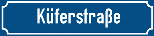 Straßenschild Küferstraße zum kostenlosen Download