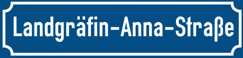 Straßenschild Landgräfin-Anna-Straße