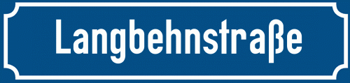 Straßenschild Langbehnstraße zum kostenlosen Download