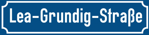 Straßenschild Lea-Grundig-Straße zum kostenlosen Download