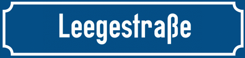 Straßenschild Leegestraße
