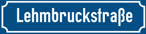Straßenschild Lehmbruckstraße zum kostenlosen Download