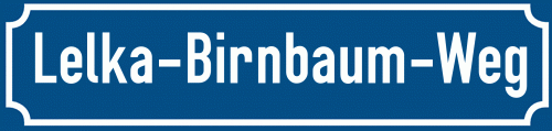 Straßenschild Lelka-Birnbaum-Weg