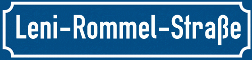 Straßenschild Leni-Rommel-Straße