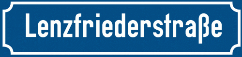 Straßenschild Lenzfriederstraße zum kostenlosen Download
