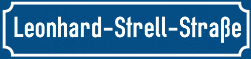 Straßenschild Leonhard-Strell-Straße zum kostenlosen Download