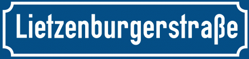 Straßenschild Lietzenburgerstraße zum kostenlosen Download