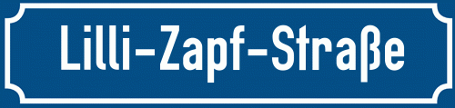Straßenschild Lilli-Zapf-Straße zum kostenlosen Download