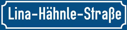 Straßenschild Lina-Hähnle-Straße zum kostenlosen Download