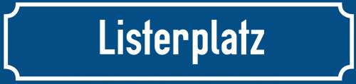 Straßenschild Listerplatz zum kostenlosen Download