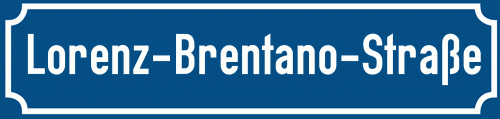 Straßenschild Lorenz-Brentano-Straße zum kostenlosen Download