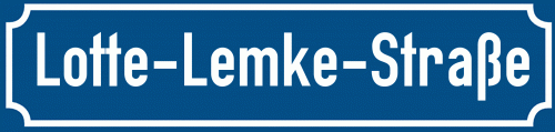Straßenschild Lotte-Lemke-Straße zum kostenlosen Download
