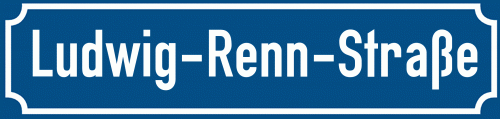 Straßenschild Ludwig-Renn-Straße zum kostenlosen Download