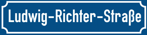 Straßenschild Ludwig-Richter-Straße zum kostenlosen Download