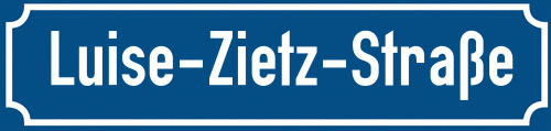 Straßenschild Luise-Zietz-Straße zum kostenlosen Download