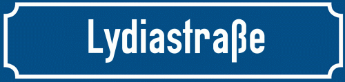 Straßenschild Lydiastraße zum kostenlosen Download