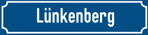 Straßenschild Lünkenberg