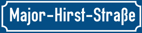 Straßenschild Major-Hirst-Straße