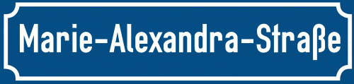 Straßenschild Marie-Alexandra-Straße zum kostenlosen Download