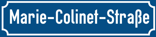 Straßenschild Marie-Colinet-Straße
