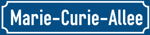 Straßenschild Marie-Curie-Allee