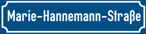 Straßenschild Marie-Hannemann-Straße